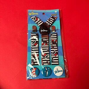 Spirit Halloween / cat in the hat suspenders and button pin set 🖤🤍